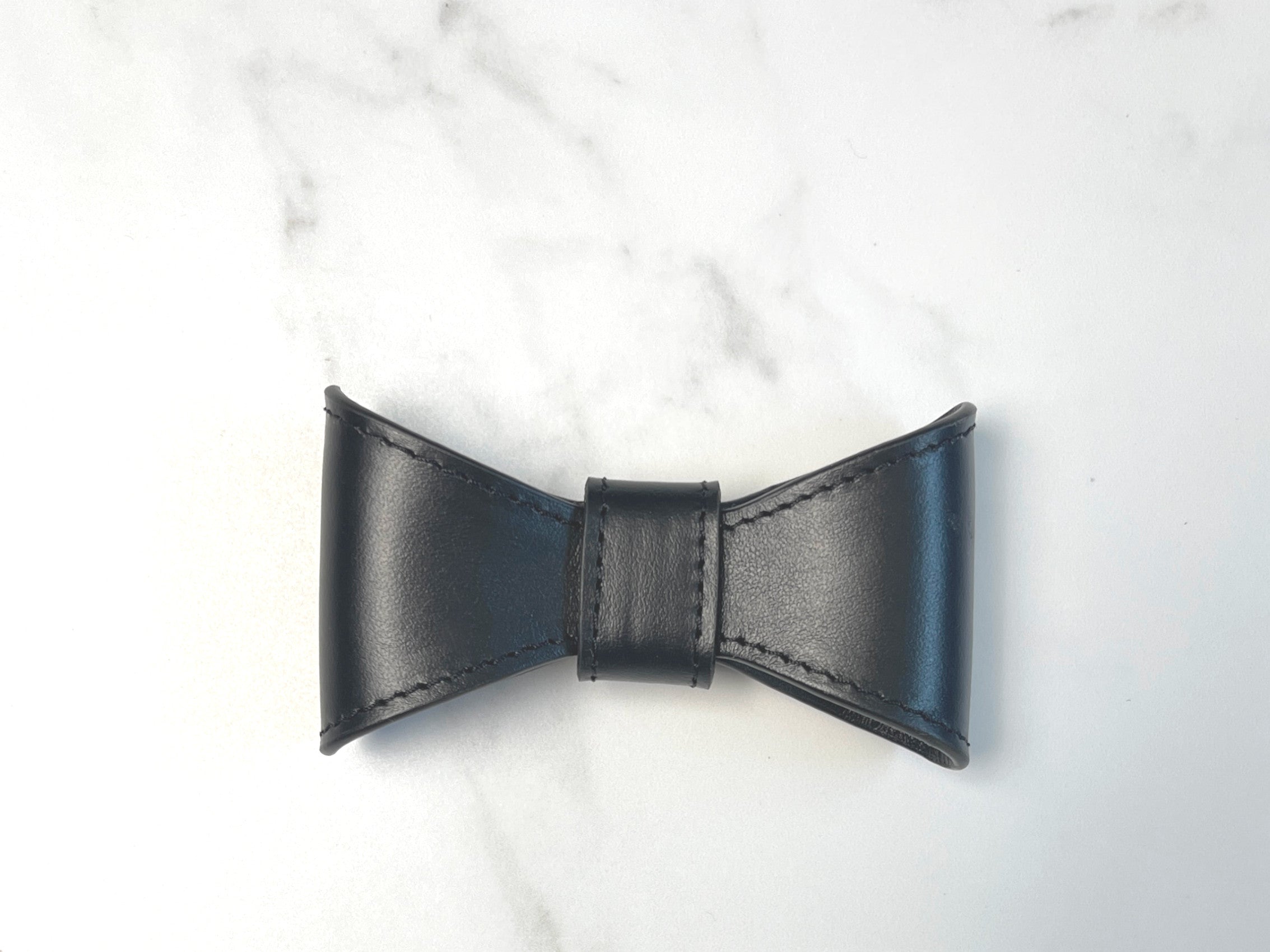 Onyx Black leather bow
