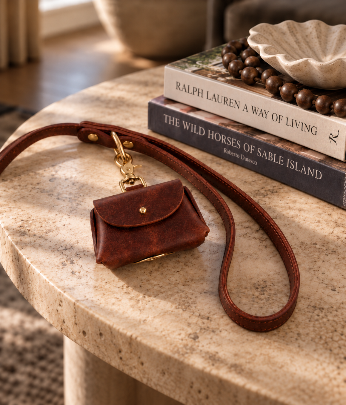 Heritage brown leather leash