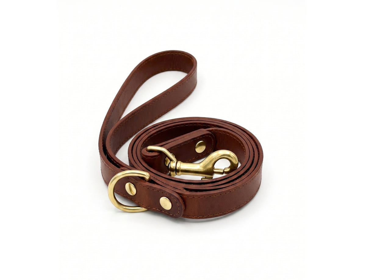 Heritage brown leather leash