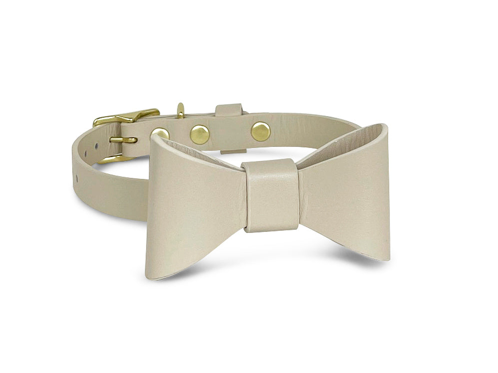 Linen Beige collar with removable bow