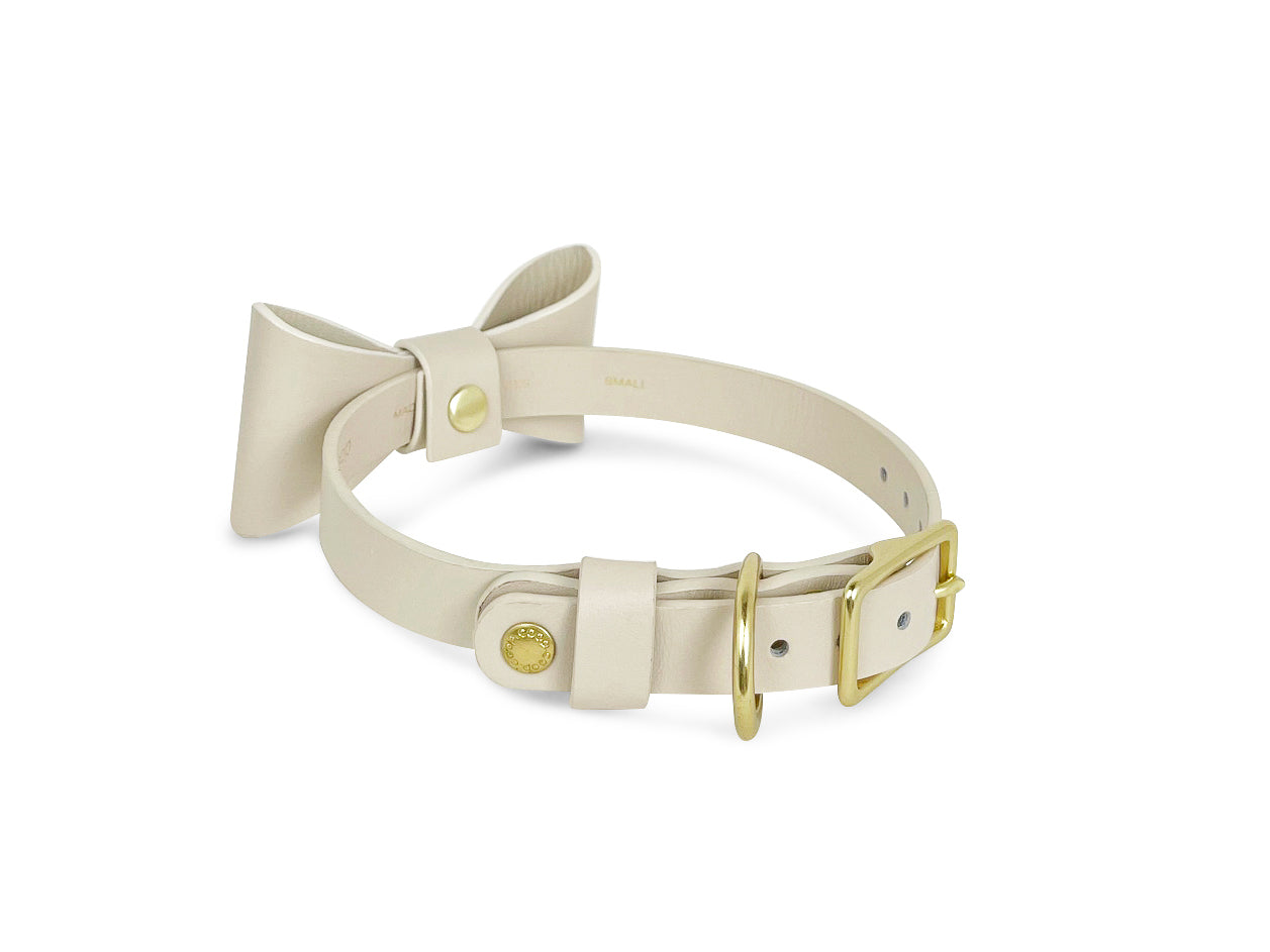 Linen Beige collar with removable bow