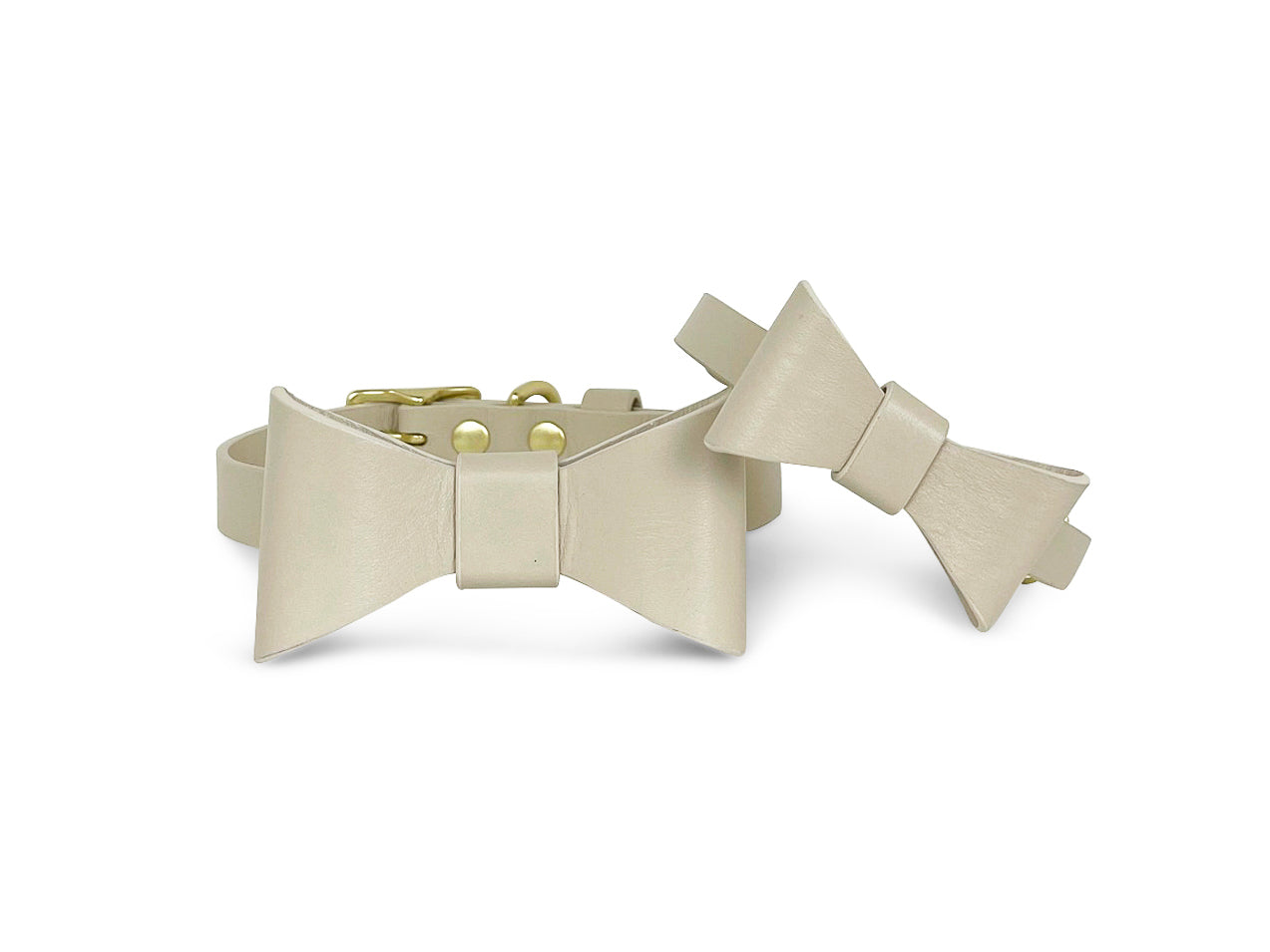 Linen Beige collar with removable bow