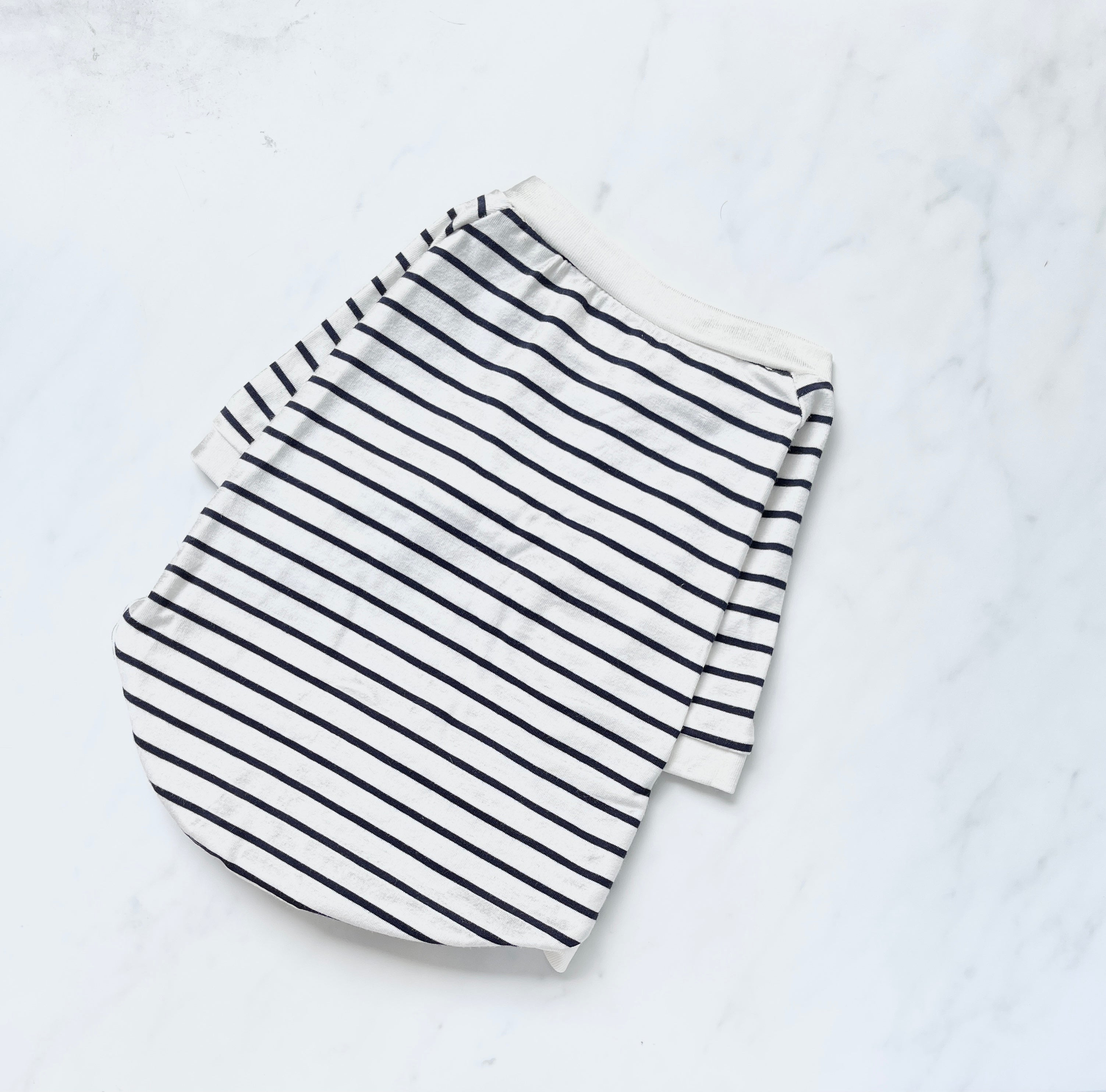 Navy and White fine Striped Tee
