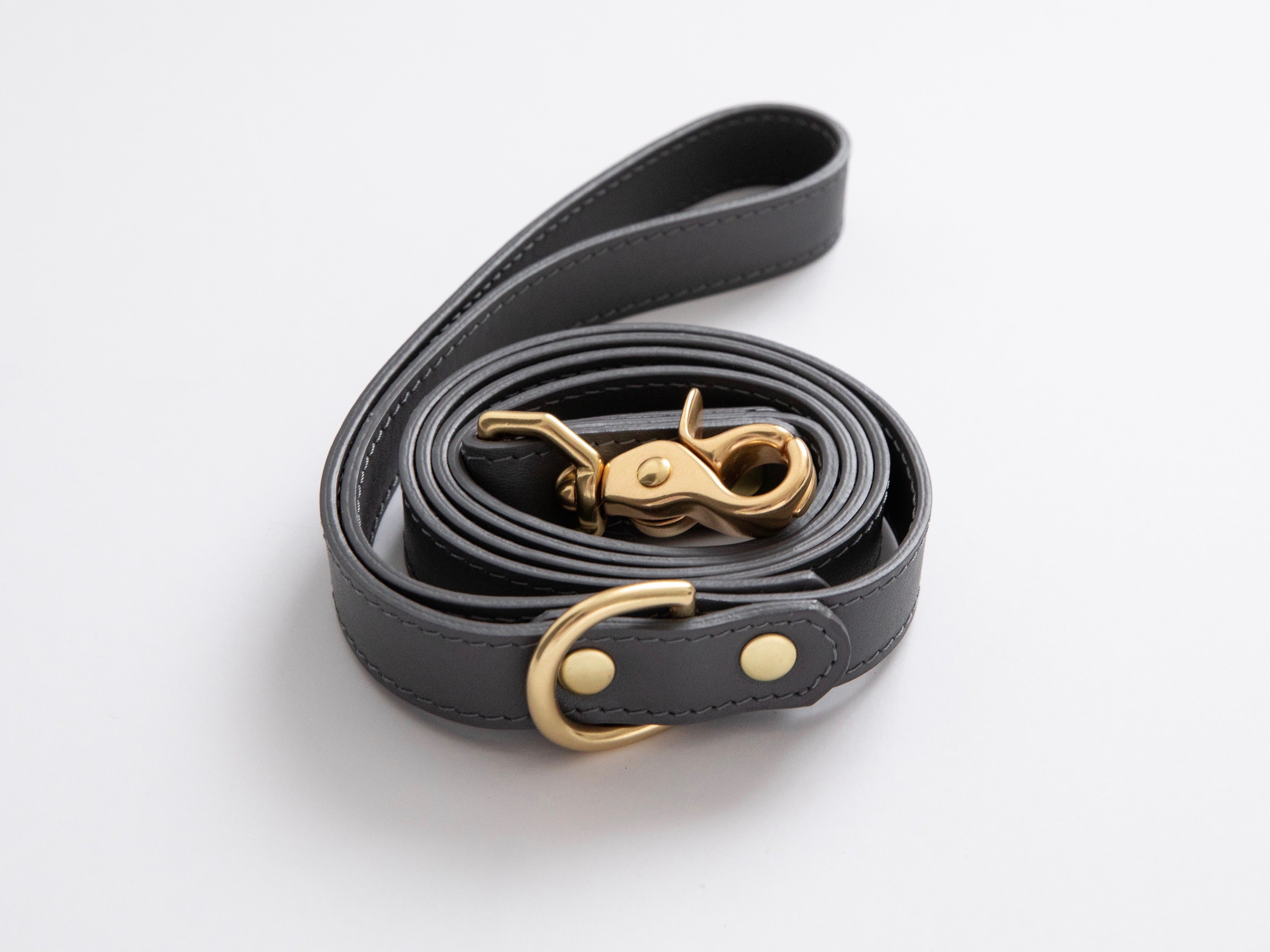 Stone gray leather leash