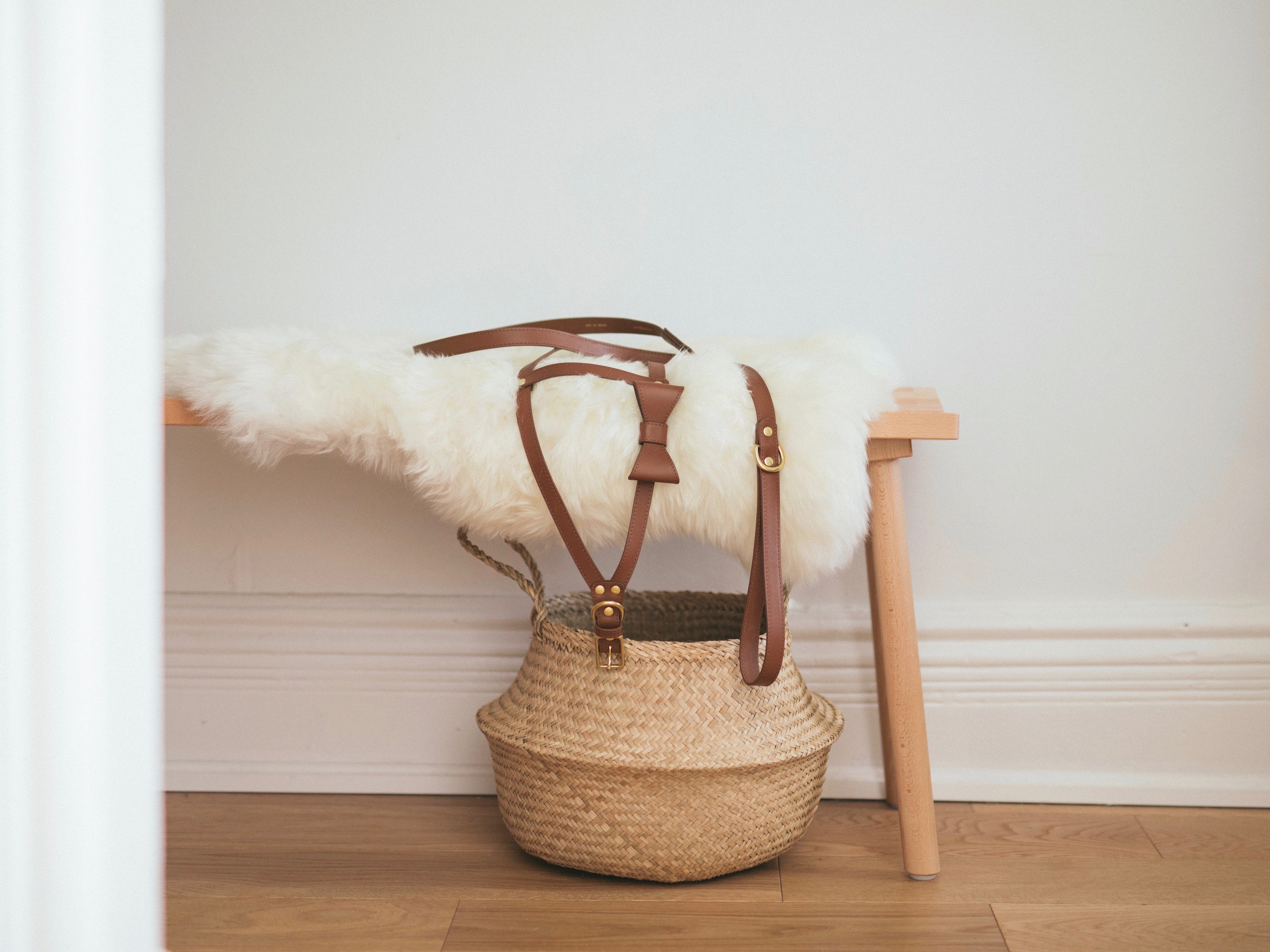 Saddle brown leather leash
