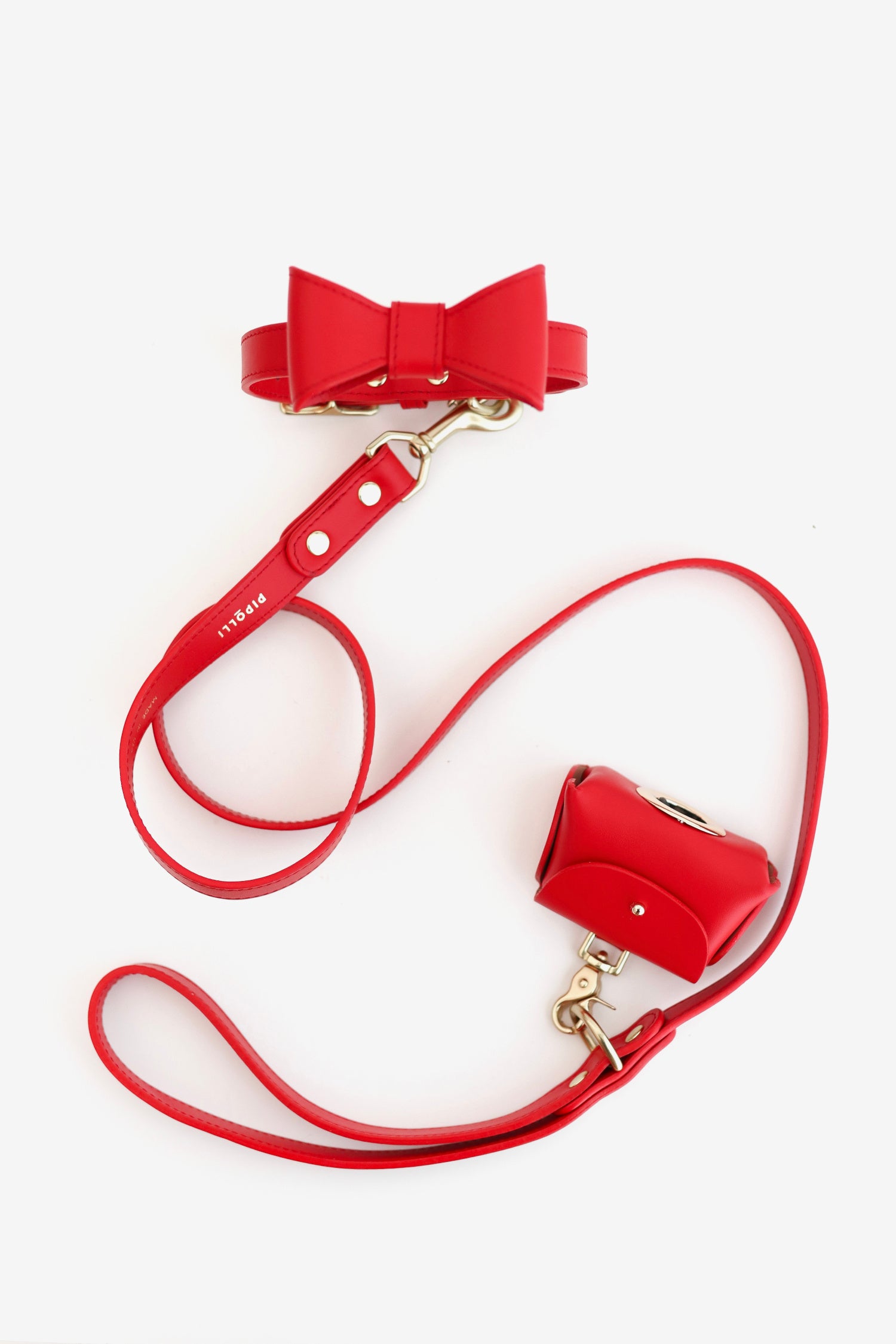 Poppy Red leather leash