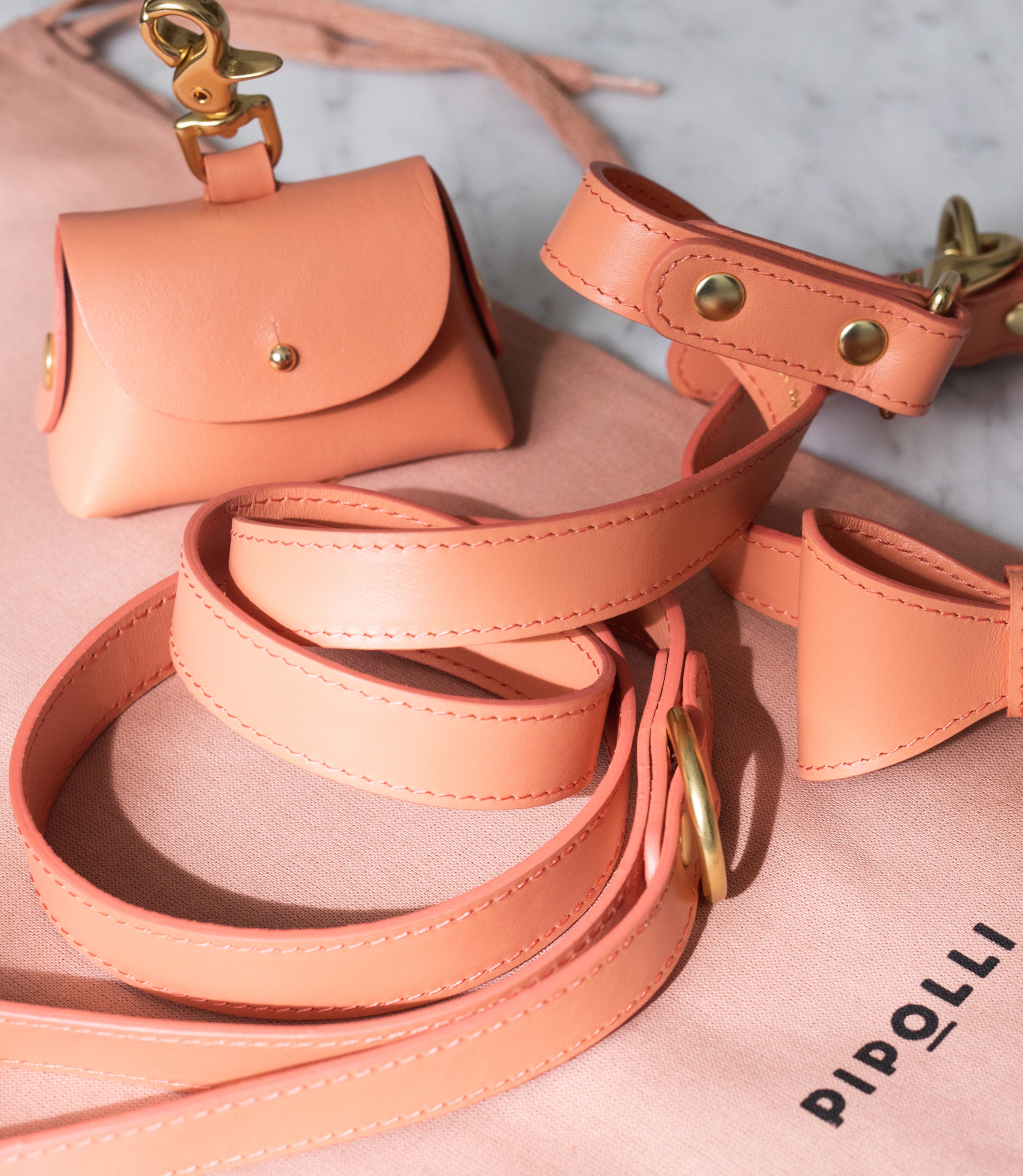 Peach poop bag pouch
